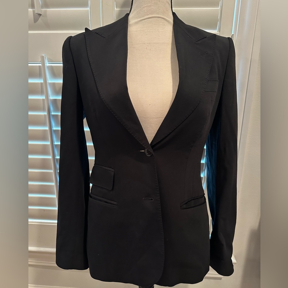 Dolce & Gabbana Women’s  Black Virgin Wool Blazer Size 42 Leopard Lining